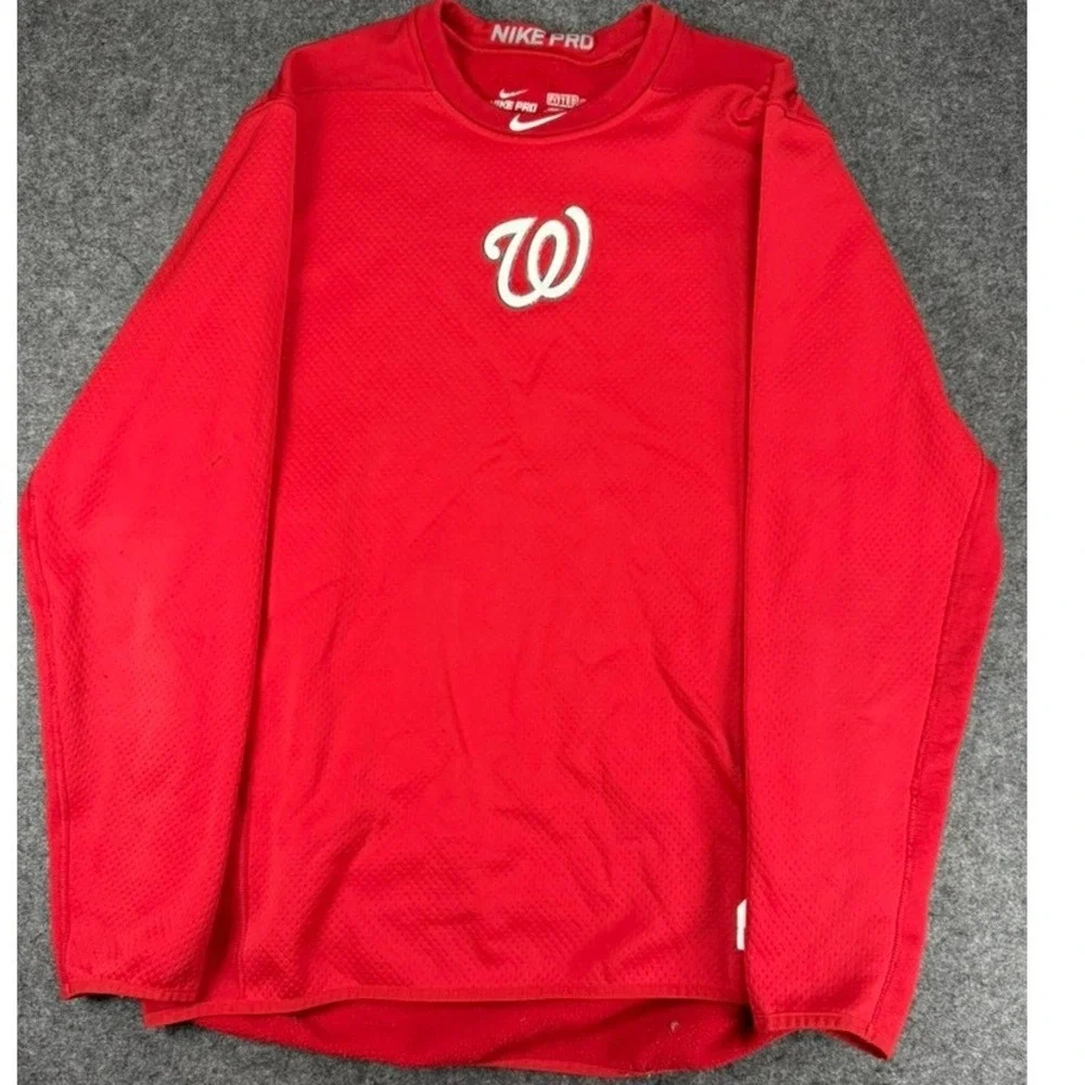 Nike Pro Washington Nationals‎ MLB Fitted Red Long Sleeve Shirt Mens XL